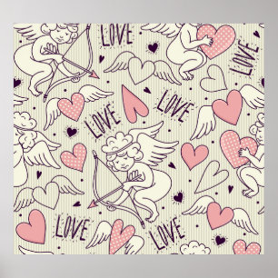 Angels, Valentine's Day, love pattern. Poster