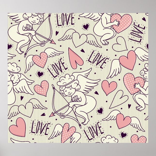 Angels, Valentine's Day, love pattern. Poster (Front)