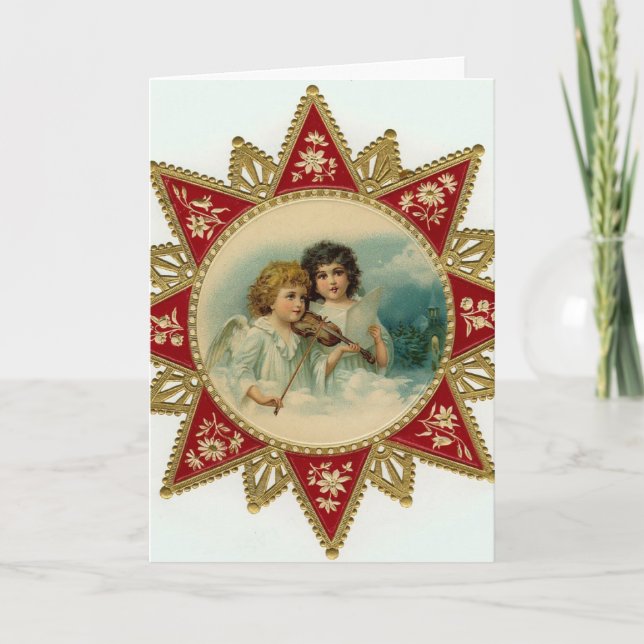 Angels vintage Christmas card (Front)