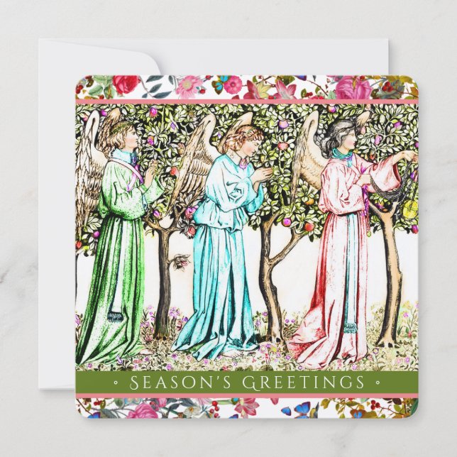 Angels Vintage Floral Remix Holiday Card (Front)