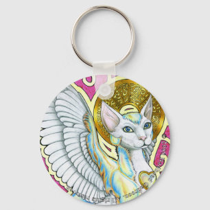 Angels Walk On 4 Paws Round Keychain