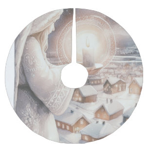 Angels watch over you brushed polyester tree skirt