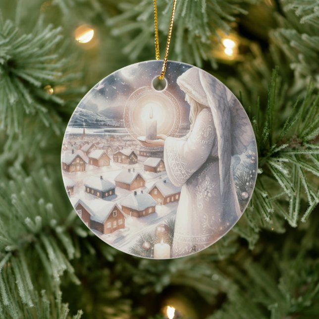 Angels watch over you nordic style Christmas  Ceramic Tree Decoration (Tree)