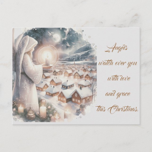 Angels watch over you nordic style Christmas  Postcard (Front)