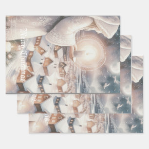 Angels watch over you wrapping paper sheet