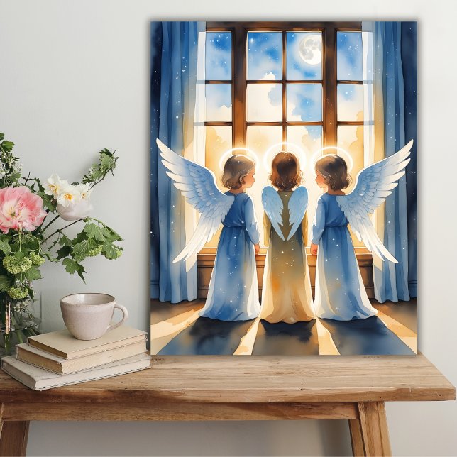 Angels Watching Over the Night Sky Religious Poster (Angels Watching Over the Night Sky Religious Poster)