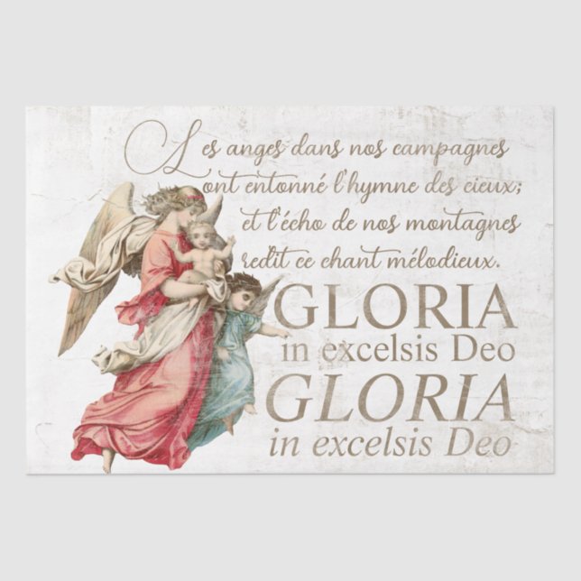 Angels We Have Heard on High French Hymn Christmas Tissue Paper (Front)