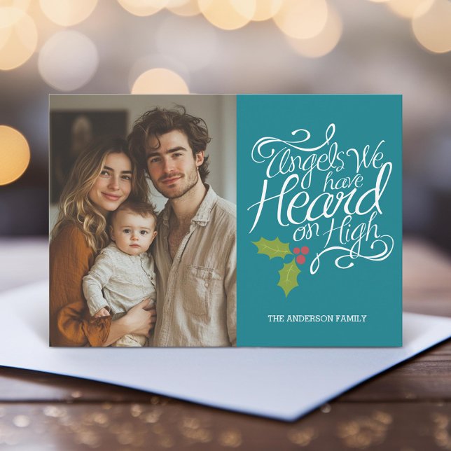 Angels We Have Heard - Whimsical Christmas Photo Holiday Card (Unique Photo Card)