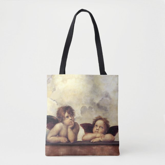 ANGELS / Winged Cherubs ,Clouds Raffaello Sanzio Tote Bag (Front)