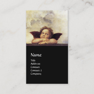 ANGELS Winged Cherubs Monogram  black Business Card