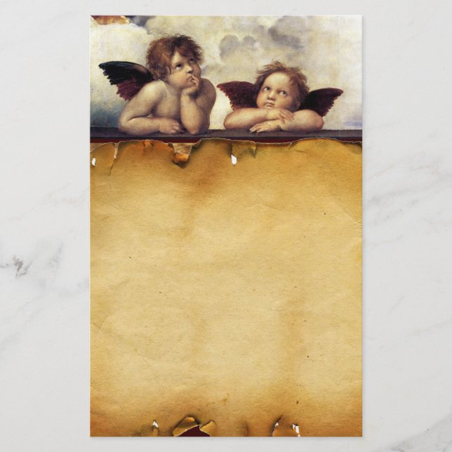 ANGELS / Winged Cherubs ,Parchment Stationery (Front)