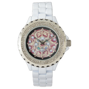 ANGELS WITH ANTIQUE JEWELS,GEMSTONES,PEARLS WATCH