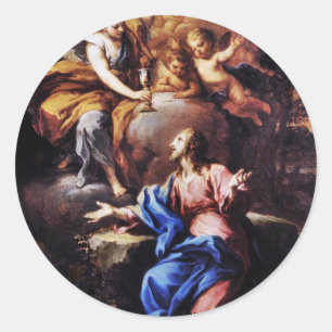 Angels with Jesus in Garden Classic Round Sticker