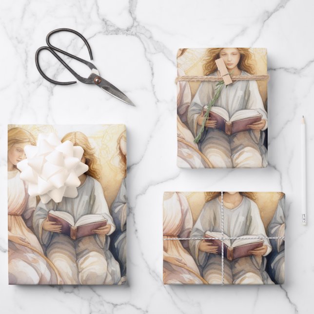 Angels with the Holy Scriptures Wrapping Paper Sheet (Front)