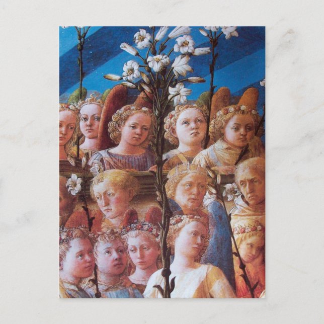 ANGELS WITH WHITE LILIES  CHRISTMAS HOLIDAY CARD (Front)