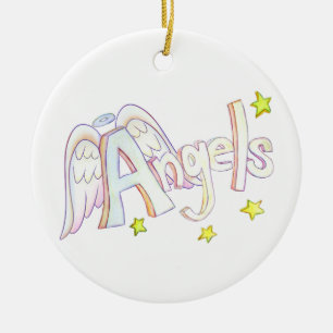 Angels Word Art Custom Pendant Ornament