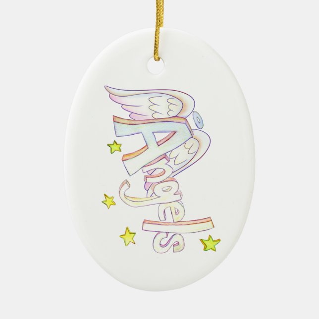 Angels Word Art Custom Pendant Ornaments (Front)