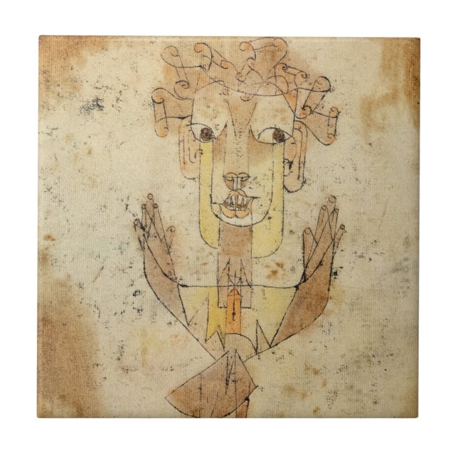 Angelus Novus by Paul Klee Tile (Front)