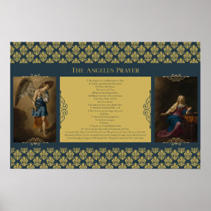 Angelus Prayer with Gabriel and Mary Fleur de Lis Poster