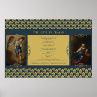 Angelus Prayer with Gabriel and Mary Fleur de Lis Poster