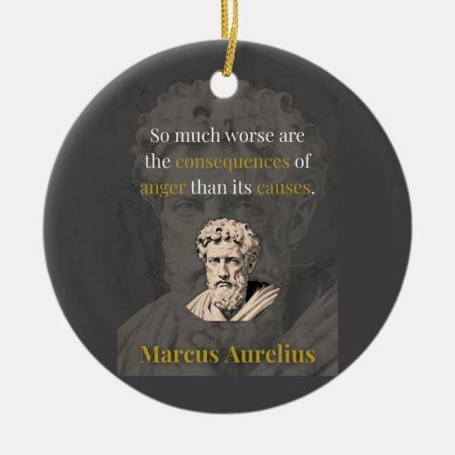 Anger Hurts You Most: Marcus Aurelius on Restraint Ceramic Tree Decoration (Front)