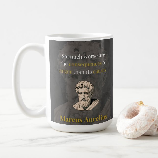 Anger Hurts You Most: Marcus Aurelius on Restraint Coffee Mug (With Donut)