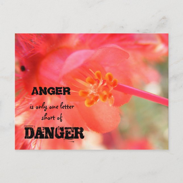ANGER, is only one letter short of , ... Postcard (Front)