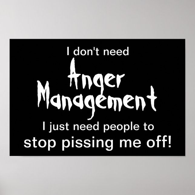 Anger Management Poster - White Text on Black (Front)