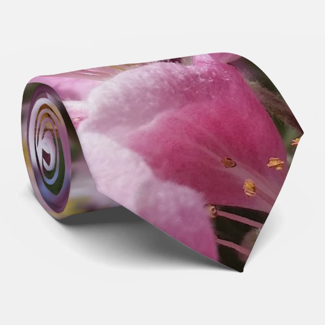 Angery Honey Bee On Pink Crabapple blossom Tie (Rolled)