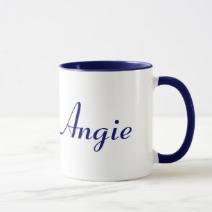 Angie Blue and White Name Mug