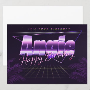 Angie Name First Name pura retro Map Birthday Card