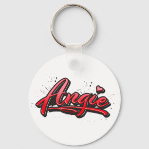 Angie red Heart Graffiti Key Ring