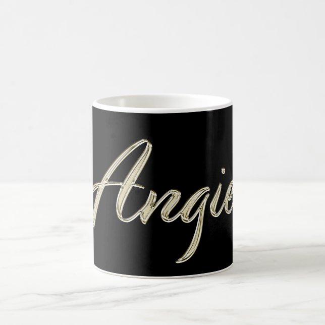 Angie white gold Handwriting mug coffee cup (Center)