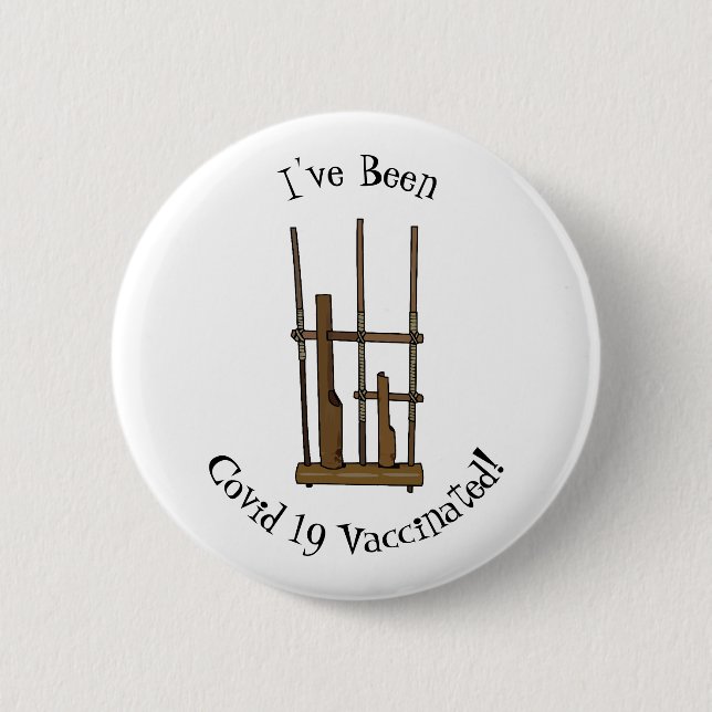 Angklung cartoon illustration 6 cm round badge (Front)