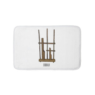 Angklung cartoon illustration bath mat