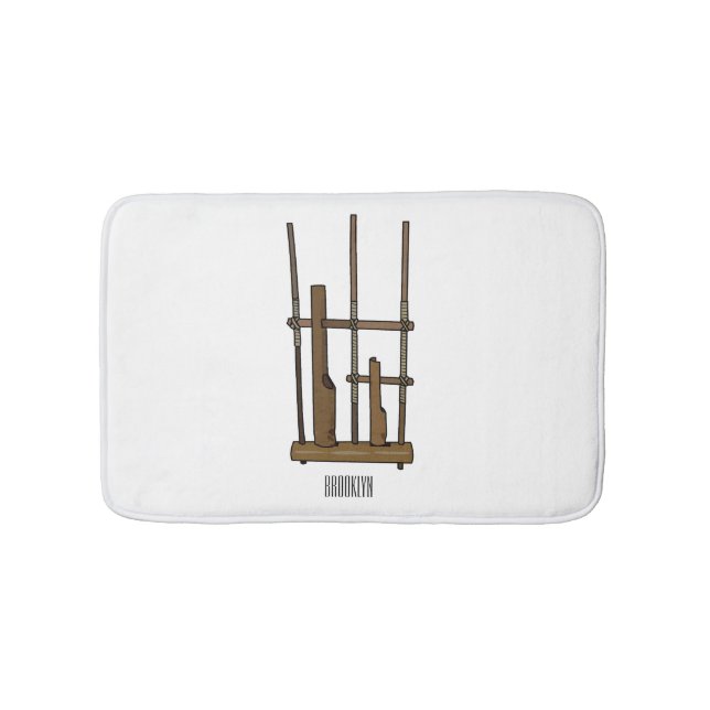 Angklung cartoon illustration bath mat (Front)