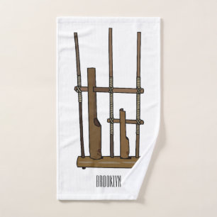 Angklung cartoon illustration bath towel set