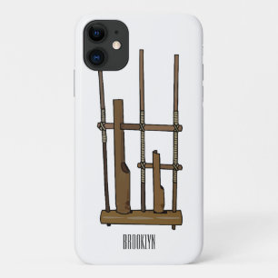 Angklung cartoon illustration iPhone 11 case