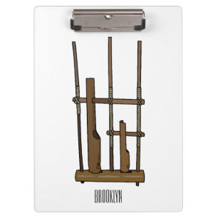 Angklung cartoon illustration clipboard