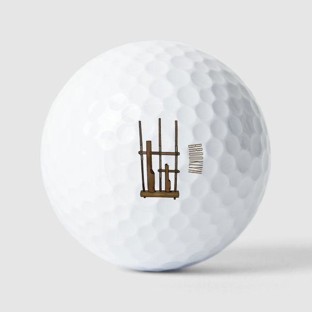Angklung cartoon illustration golf balls (Front)