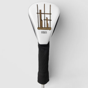 Angklung cartoon illustration golf head cover