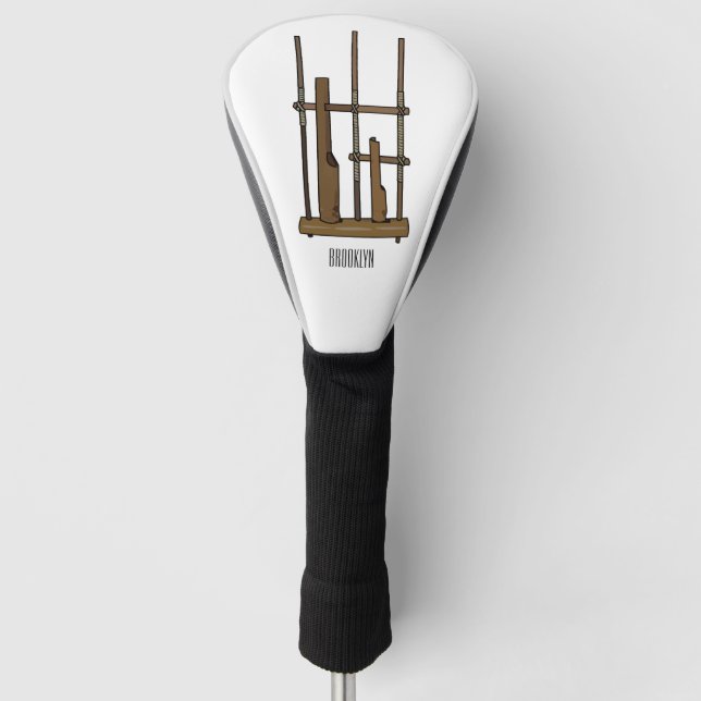 Angklung cartoon illustration golf head cover (Front)