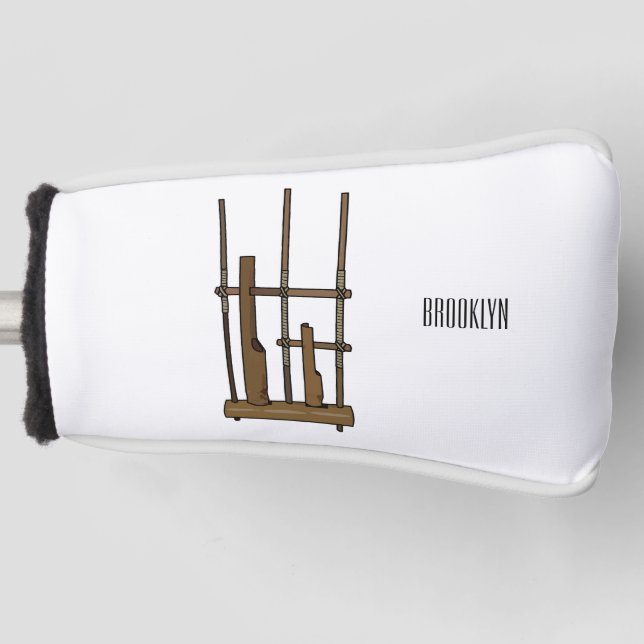 Angklung cartoon illustration golf head cover (Front)