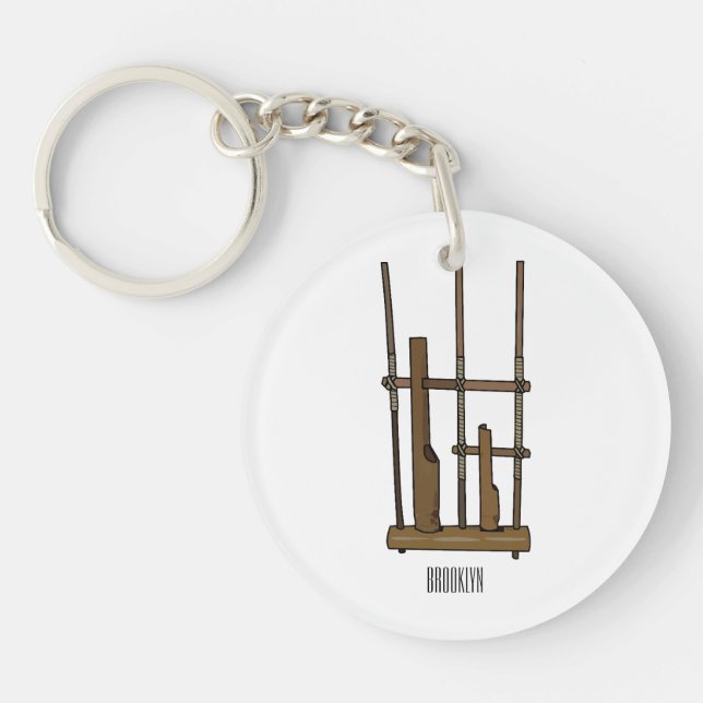 Angklung cartoon illustration key ring (Front)