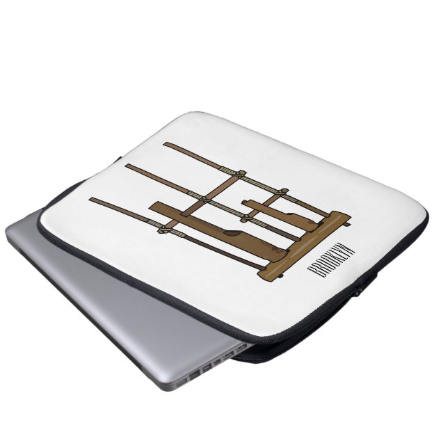 Angklung cartoon illustration laptop sleeve (Front Bottom)