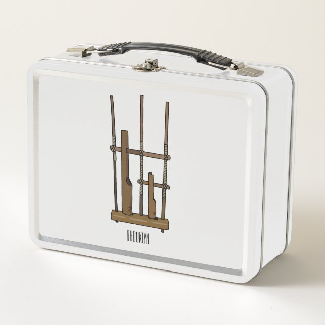 Angklung cartoon illustration metal lunch box (Front)