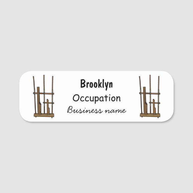 Angklung cartoon illustration name tag (Front)
