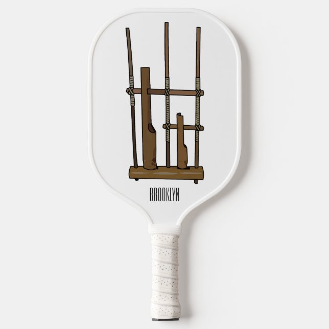 Angklung cartoon illustration pickleball paddle (Front)