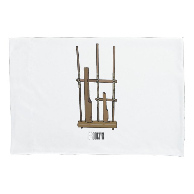 Angklung cartoon illustration pillowcase (Front)