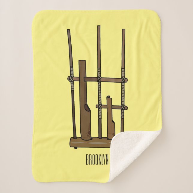 Angklung cartoon illustration sherpa blanket (Front)